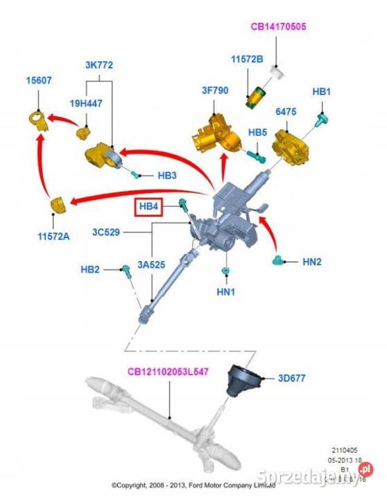 ŚRUBA KOLUMNY KIEROWNICZEJ FORD FIESTA 0812