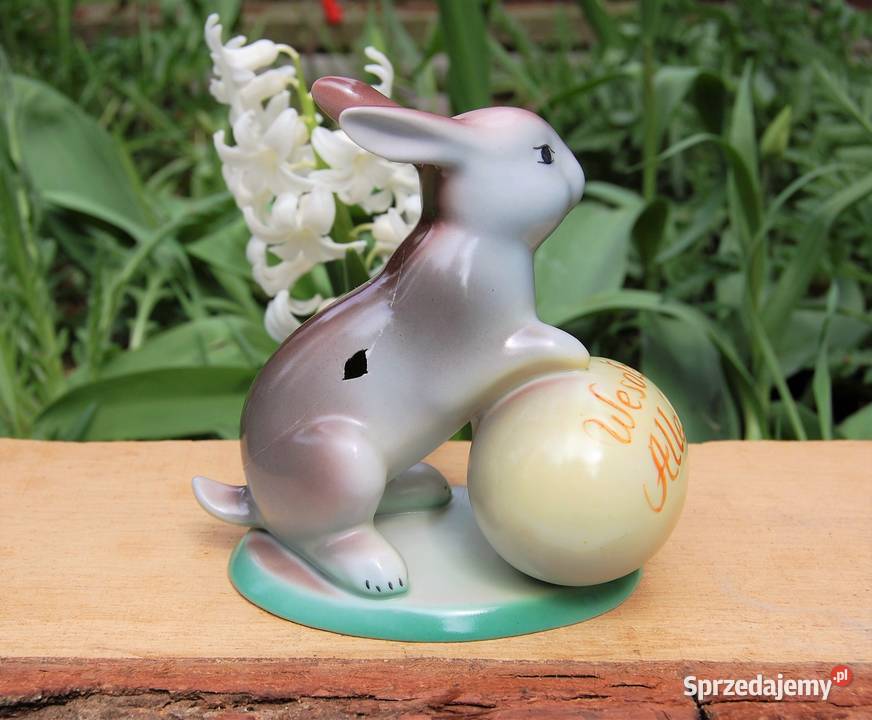 Zając Wesołego Alleluja figurka porcelana Lublin