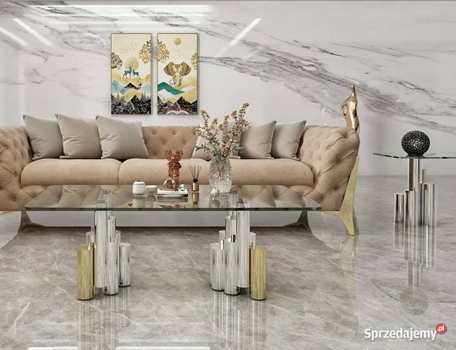 Ława 130 nowoczesna srebrna złota Glamour