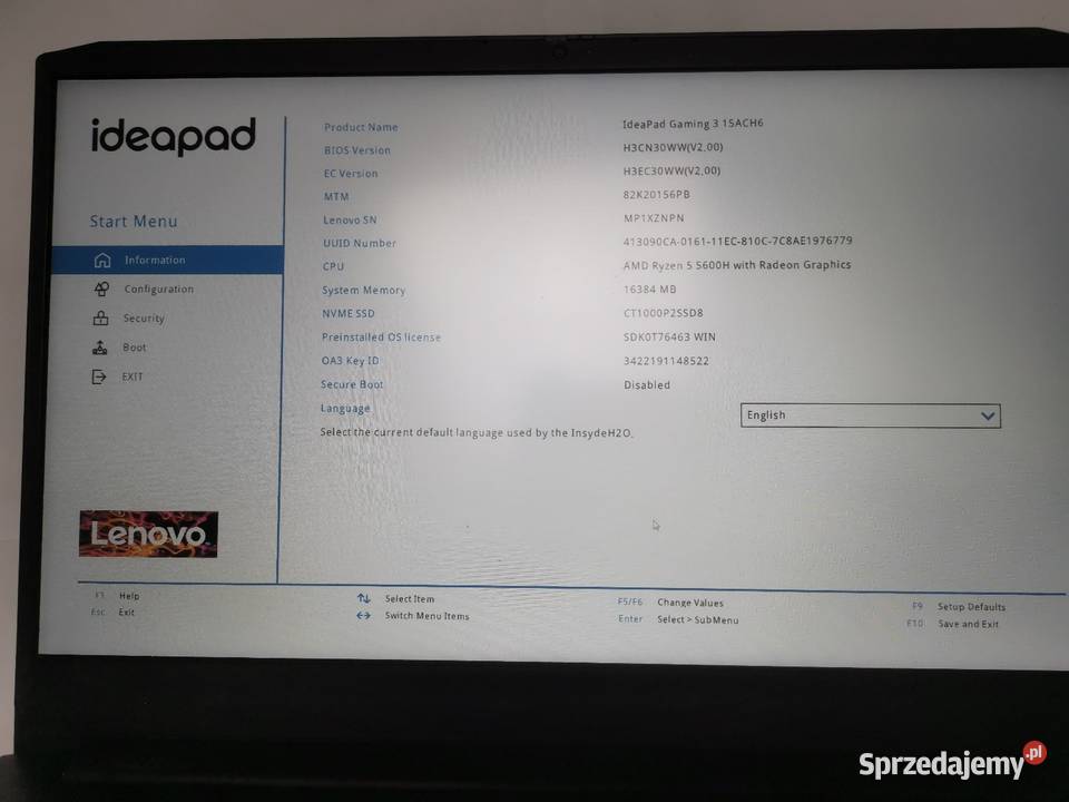 Laptop Lenovo IdeaPad Gaming 3 15AC DPD H6 156 Waga 2.25 Inczew