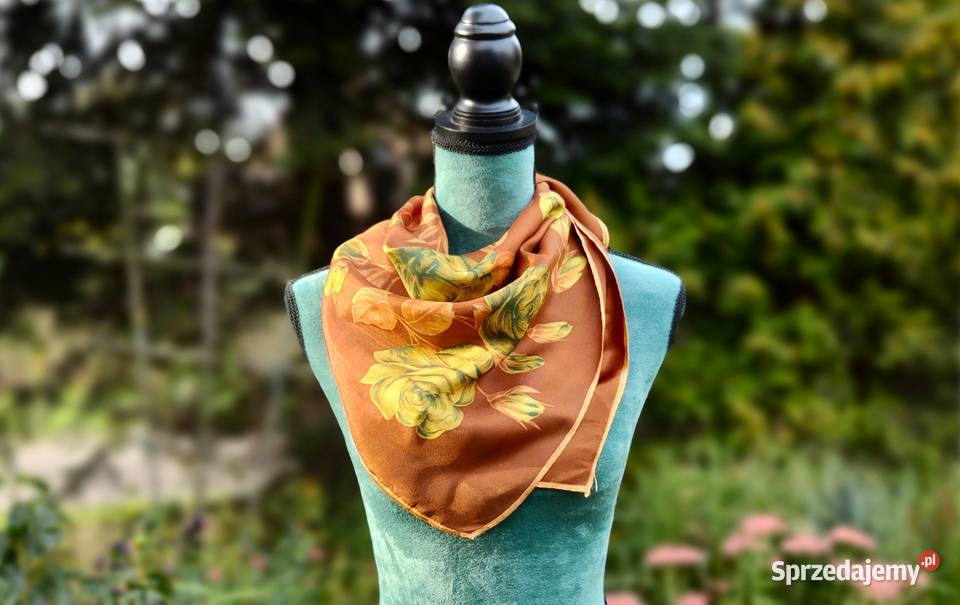 Apaszka vintage chusta chustka retro brązowa Szczecin sprzedam