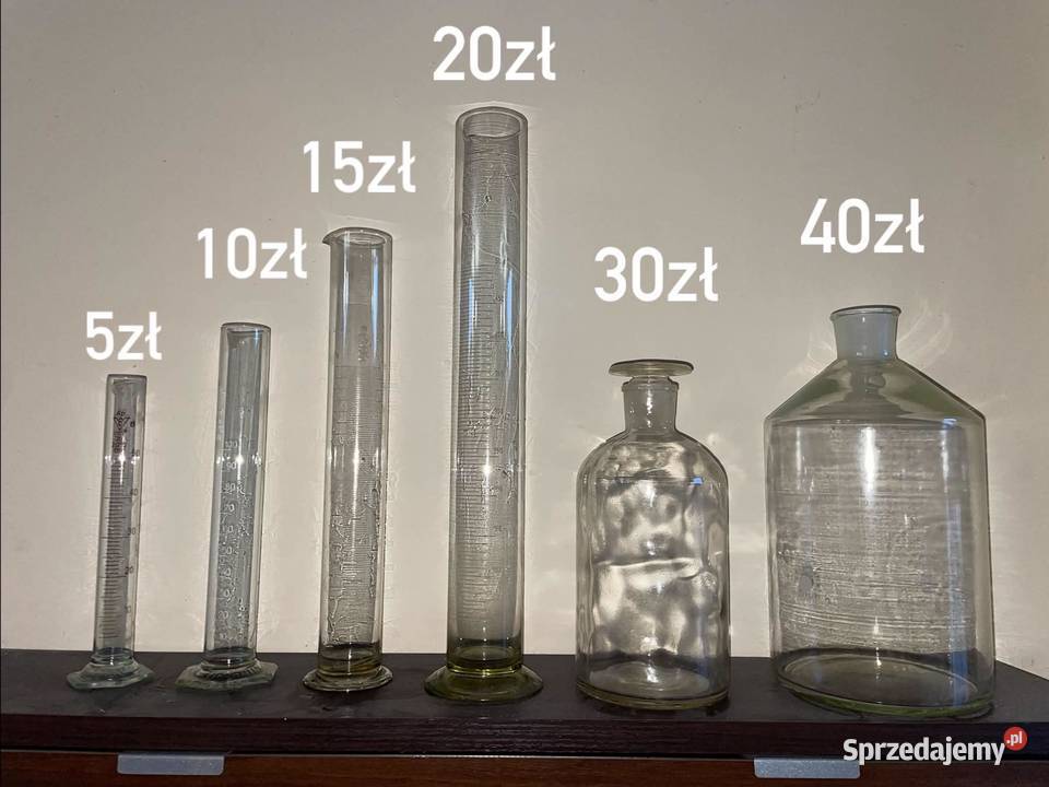 Szkło laboratoryjne PRL naczynia alchemiczne Bolesławiec