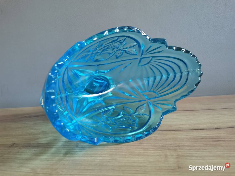 Stara turkusowa nieużywana żardiniera Róża szkło Siemianowice Śląskie sprzedam
