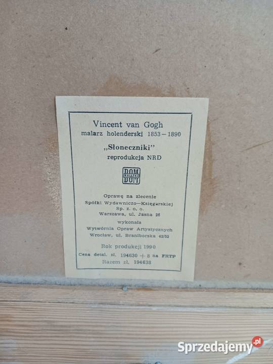 Reprodukcja NRD obrazu Słoneczniki Vincenta van Warszawa