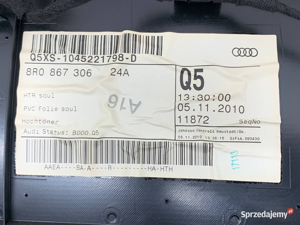 BOCZEK DRZWI PRAWY TYŁ AUDI Q5 8R 8R0867306 SUV osobowe podkarpackie sprzedam