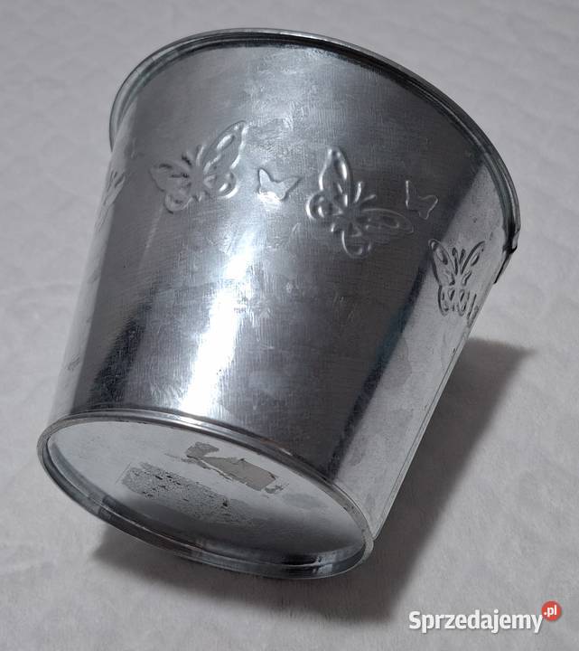 Metalowe wiaderko osłona doniczki motyle 11 Doniczki i osłonki Czeladź sprzedam