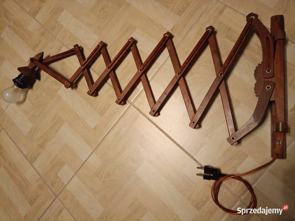 Zabytkowa Lampa nożycowa tekowa Vintage Kinkiet