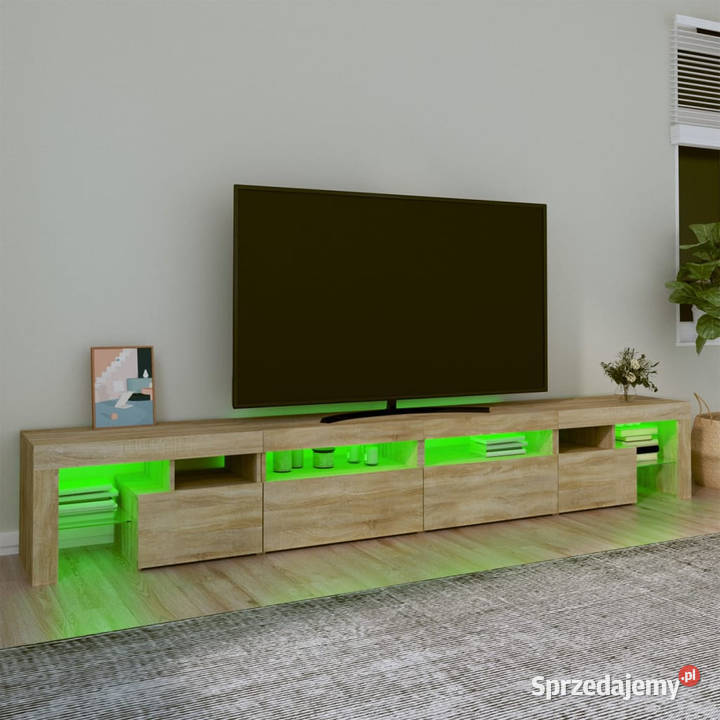 Szafka pod TV z oświetleniem LED dąb sonoma RTV Warszawa