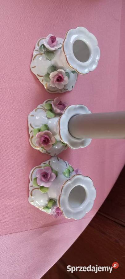 Świecznik 3 porcelana drezdeńska nowe Gryfino sprzedam