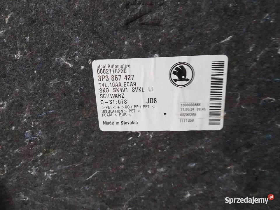 TAPICERKA BOCZEK BAGAŻNIKA LEWY HB 3P3867427
