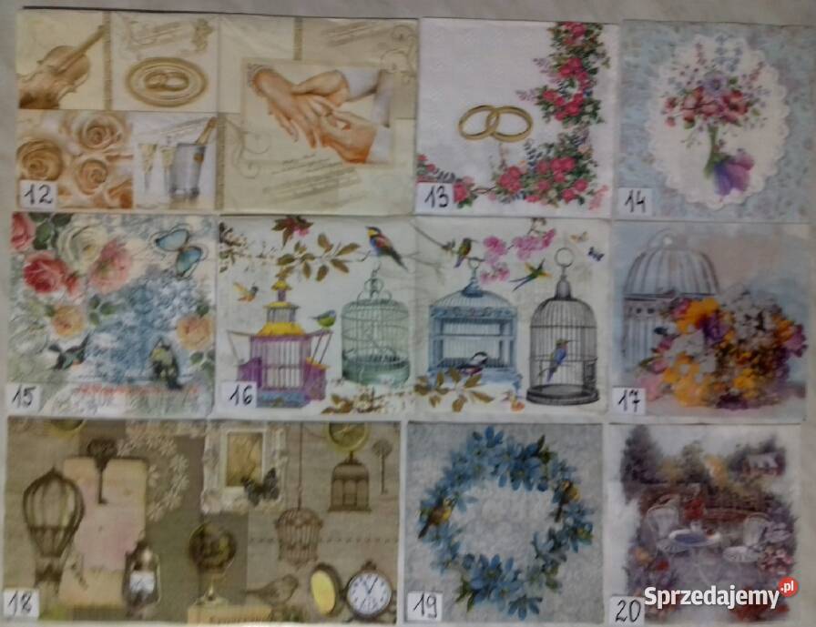Serwetki decoupage shabby chic vintage ornamenty mazowieckie Laskowiec