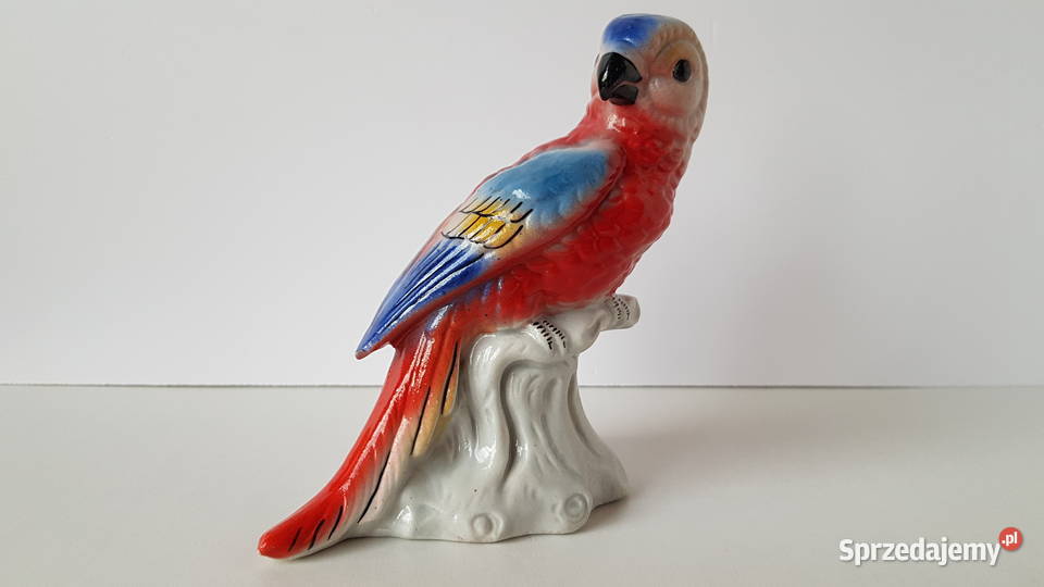 Sygnowana figurka Papuga Steatyt Katowice