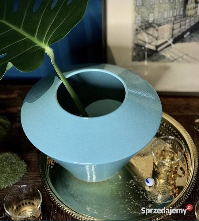 Wazon ceramiczny turkusowy Antyki, Sztuka, Kolekcje Myszków