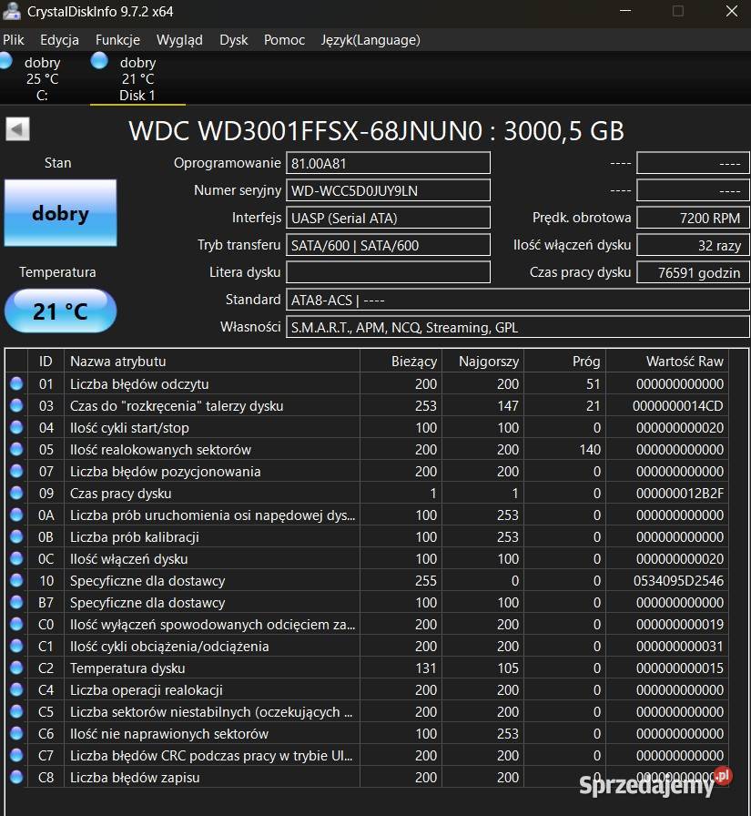 Dysk twardy WD Red Pro WD3001FFSX 3TB Wieliczka sprzedam