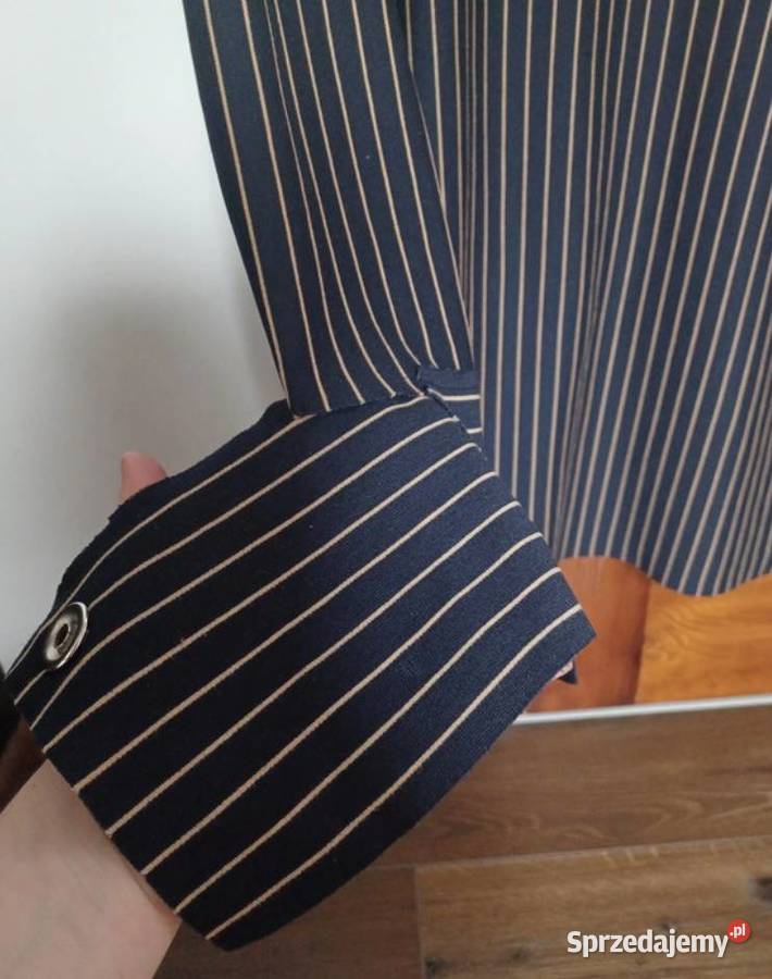 Bluzka długa tunika granatowa w paski elegancka Rzeszów