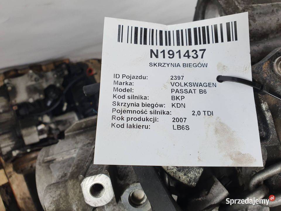 SKRZYNIA BIEGÓW VOLKSWAGEN PASSAT B6 KDN 20 Motoryzacja Lipno