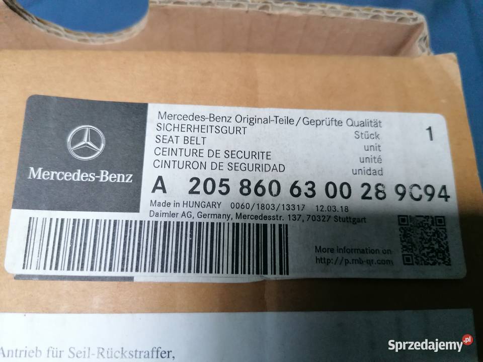 MERCEDES GLC W253 C KLASA W205 PAS KIEROWCY LEWY osobowe Września