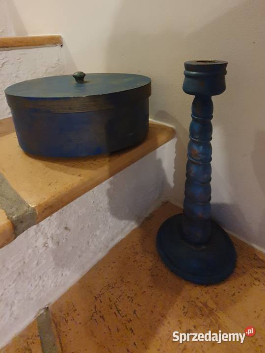 PUDEŁKO SZKATUŁKApokrywka drewno niebieskie odcienie błękitu Dom i Ogród lubelskie sprzedam
