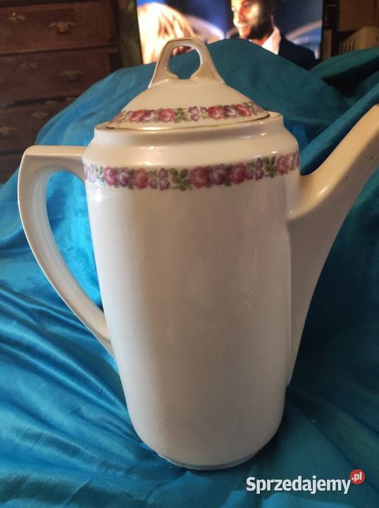 Duży przedwojenny dzbanek biel girlandy Wrocław
