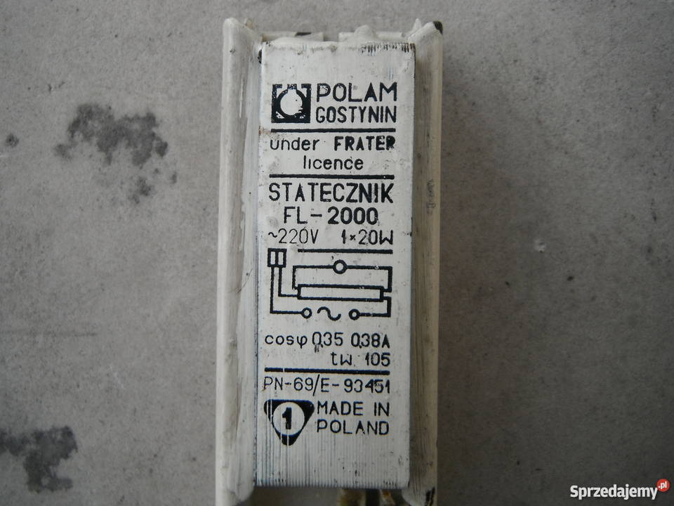 Statecznik FL2000 220V 1 x 20W Polam Nowe dławik Chlewiska