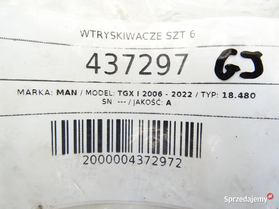 WTRYSKIWACZE 6 MAN TGX I 18 480 WTRYSKI ciężarowe