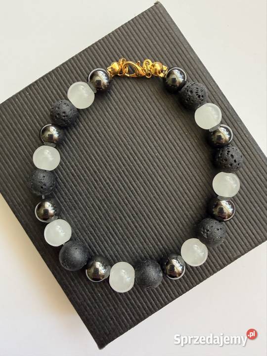 Bransoletka z kamieni naturalnych lawa hematyt Łomża sprzedam