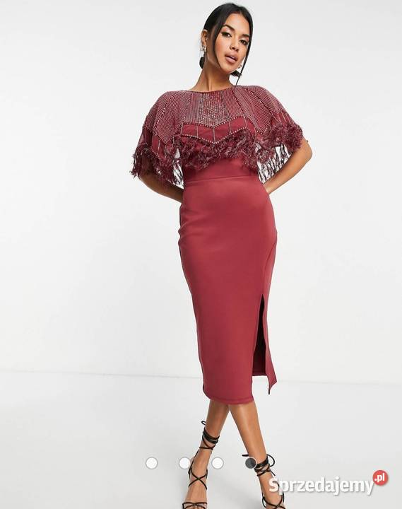 Zjawiskowo piękna sukienka ASOS pióra perełki warmińsko-mazurskie Dźwierzuty