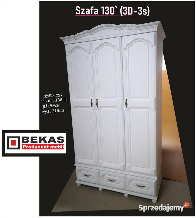 Duża Biała Prowansalska Szafa 130 3D3s Biały Dąb 50cm śląskie Katowice