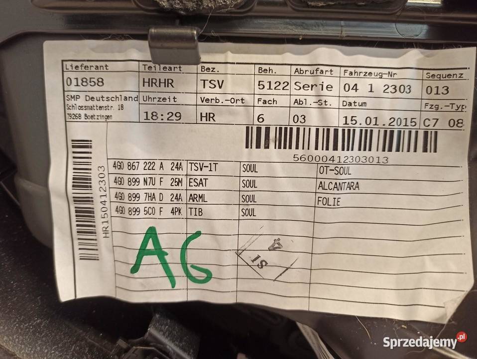 AUDI A6 C7 BOCZEK DRZWI PRAWY TYŁ 4G0867222 sprzedam