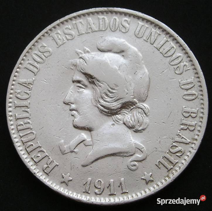 Brazylia 2000 reis 1911 srebro łódzkie Łódź