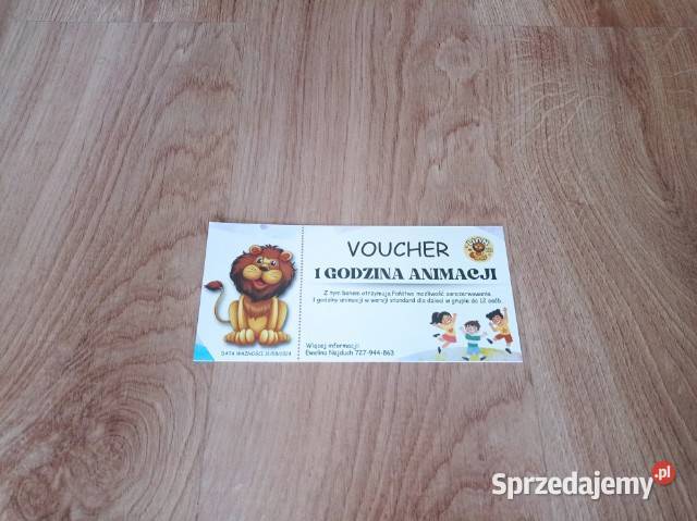 Voucher 1 godzina animacji dzieci do 12 osób sprzedam