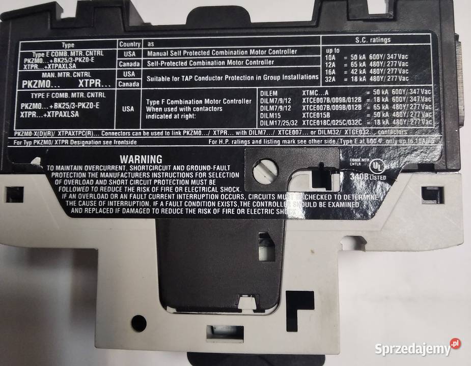 Wyłączniki silnikowe Eaton 32A Siemens 3036A Włączniki i ściemniacze Maniowy
