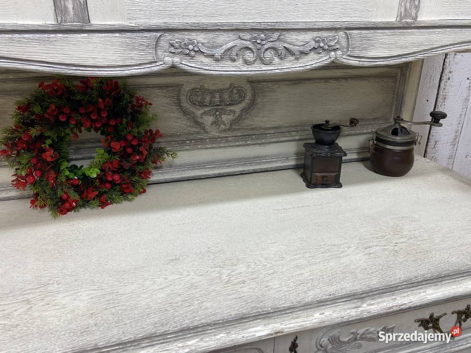 Kredens Ludwik XV Rocaille biały odnowiony Poznań