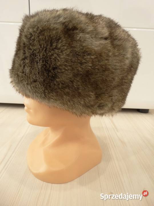 Czapka Futrzana Toczek Sztuczne Futro Beżowa Dla kobiet podlaskie Łomża sprzedam