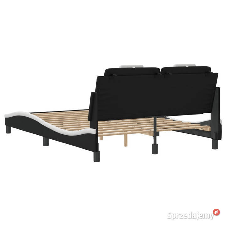 Rama łóżka z LED czarnobiała sztuczna skóra 74cm mazowieckie Warszawa