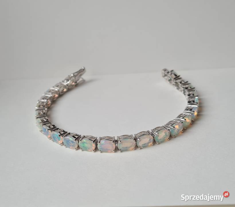 Bransoletka srebro rodowane 925 opale etiopskie