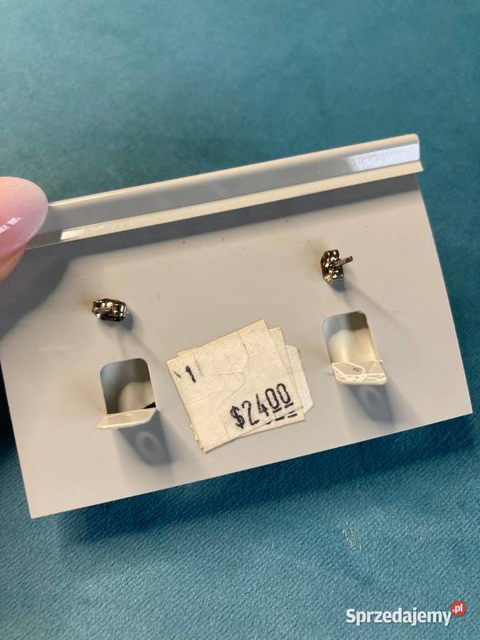 Nowe kolczyki vintage listki kryształki biało Nisko