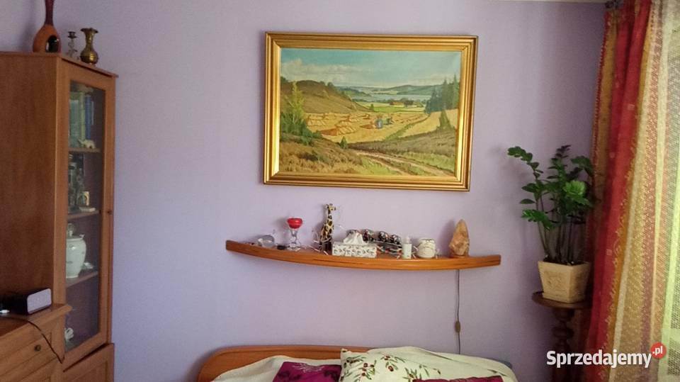 Duży olej na płótnie Wiejski pejzarz ŻNIWA w Malarstwo mazowieckie