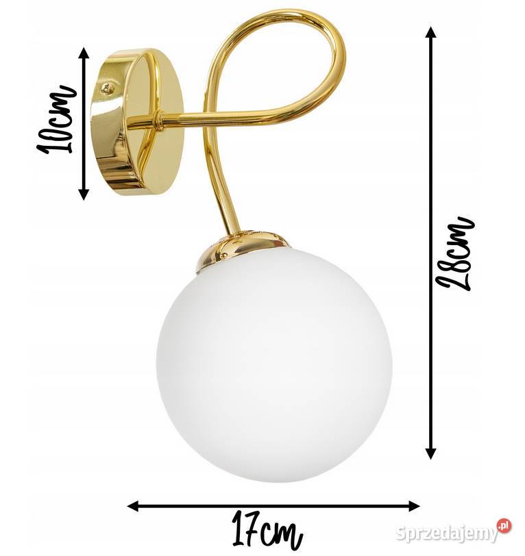 LAMPA KINKIET ŚCIENNY Złoty SZKLANA KULA LOFT Choroszcz