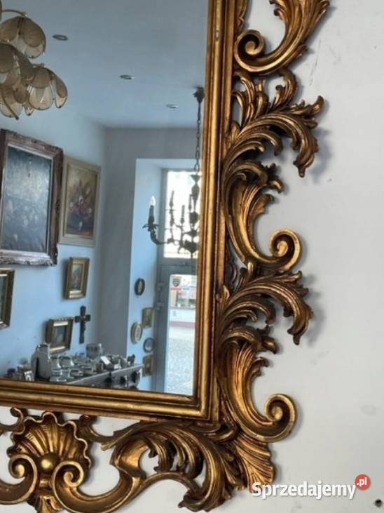 Lustro w Drewnianej Złotej Rzeźbionej Ramie mazowieckie Radom