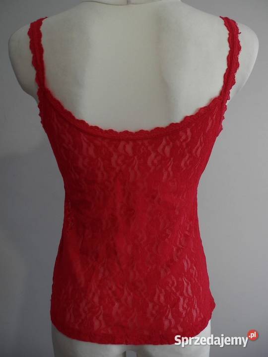 Koszulka Bieliźniana Czerwona Koronkowa Top by Łomża