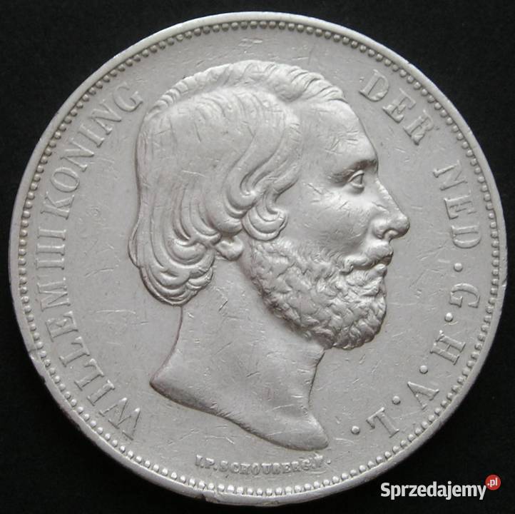Holandia 2 12 gulden 1872 król Willem III SREBRO Łódź