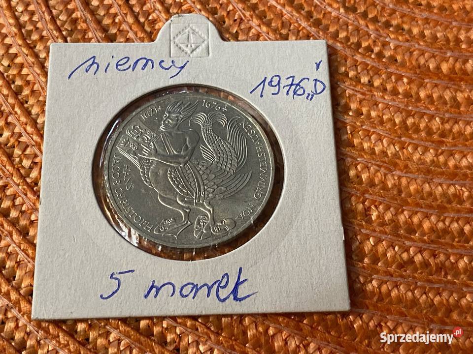 moneta srebrna niemiecka 5 marek z 1976r Numizmatyka Łomża