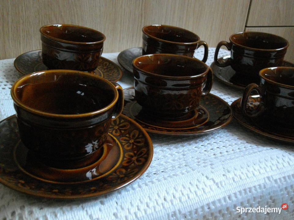 Komplet 6 filiżanek ze spodkami Vintage z lat 70 Antyki Przemyśl