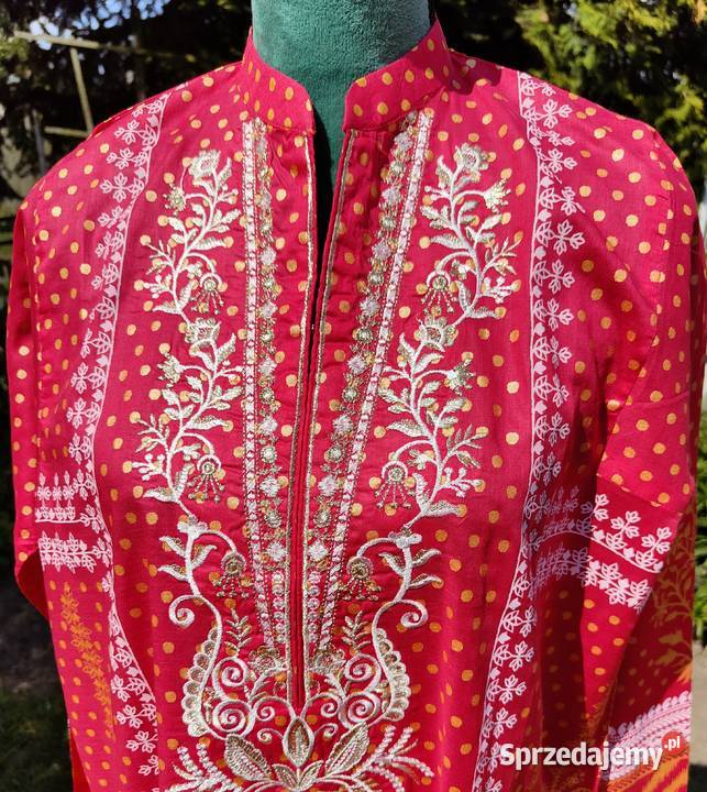 Koralowa tunika kameez Pakistan Indie Bollywood żółty/złoty Szczecin