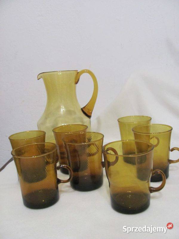 szklanki i dzbanek z PRLu miodowy zestaw 71 Zamość