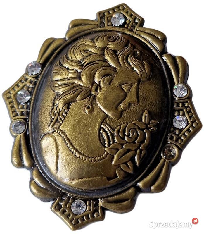 VINTAGE MOSIĘŻNA BROSZA KAMEA W STYLU śląskie Częstochowa