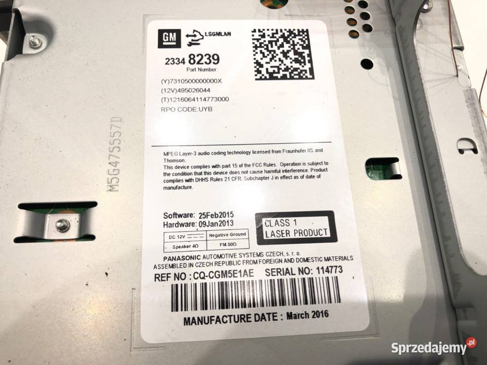 RADIO OPEL MERIVA B 23348239 1017 ODTWARZACZ sprzedam