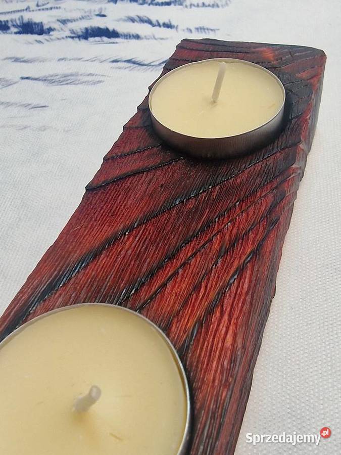 Świecznik Shou Sugi Ban drewno świerkowe sprzedam