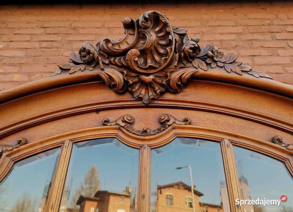 Dębowy kredens rocaille witryna antyk transport Wałbrzych